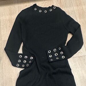 INC International Concepts Black Dress with Silver Eyelets